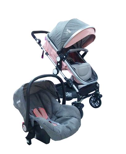 Carriola Angelin 3 en 1 con Portabebe  Sistema De Viaje Rosa/Gris.