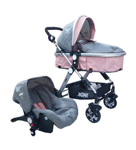 Carriola Angelin 3 en 1 con Portabebe  Sistema De Viaje Rosa/Gris.