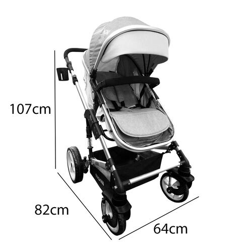 Carriola Angelin 3 en 1 con Portabebe  Sistema De Viaje Rosa/Gris.