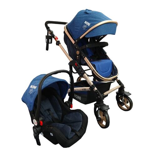 Carriola Angelin con Portabebe De Lujo con Amortiguador Sistema De Viaje Azul.