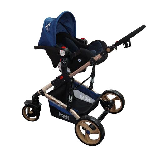 Carriola Angelin con Portabebe De Lujo con Amortiguador Sistema De Viaje Azul.