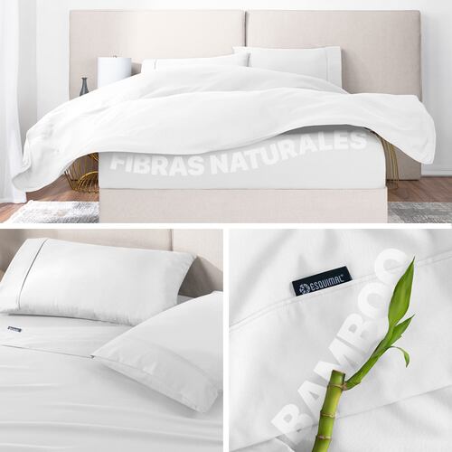 Sábanas Matrimonial De Bambú / Bamboo Ultra Suaves Y Frescas Blanco ESQUIMAL.