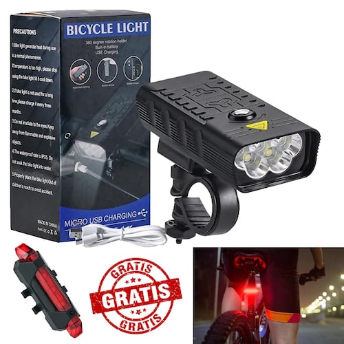 Lámpara Para Bicicleta Bici Moto Luces Casco Usb Batería Recargable 10,000 mAh Powerbank.