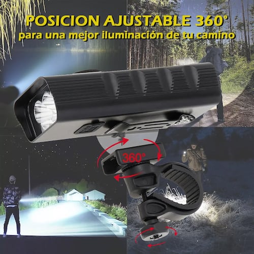 Lámpara Para Bicicleta Bici Moto Luces Casco Usb Batería Recargable 10,000 mAh Powerbank.