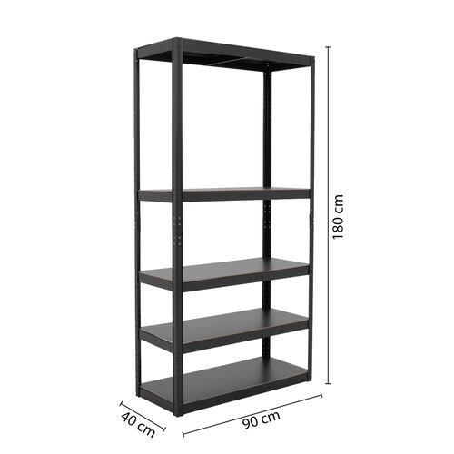 Onof Estante Metálico Rack Organizador para Hogar de 5 Niveles Rectangular - Negro.