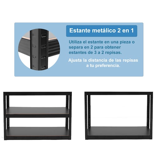 Onof Estante Metálico Rack Organizador para Hogar de 5 Niveles Rectangular - Negro.