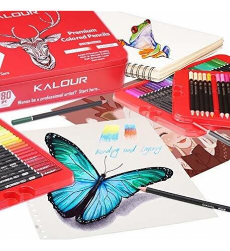 Lapices De Colores 180 Piezas Para Artistas Estuche rojo