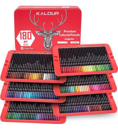 Lapices De Colores 180 Piezas Para Artistas Estuche rojo