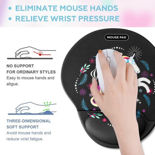 Mouse Pad Ergonomico Negro Pintura Unicornio