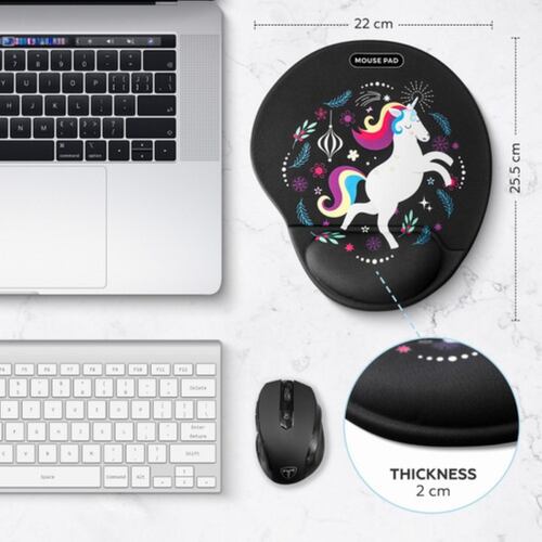 Mouse Pad Ergonomico Negro Pintura Unicornio