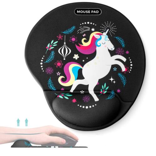 Mouse Pad Ergonomico Negro Pintura Unicornio