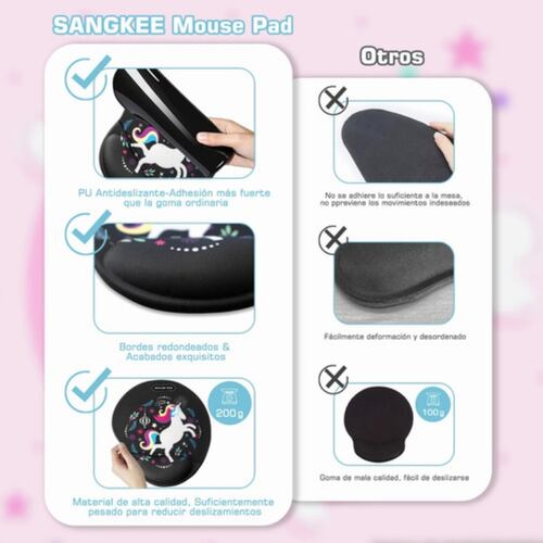 Mouse Pad Ergonomico Negro Pintura Unicornio