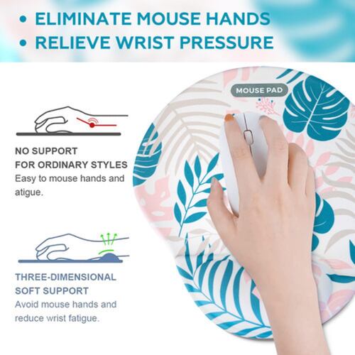 Mouse Pad Ergonomico Rosa Pintura Hojas azul/blamco