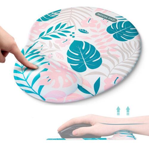 Mouse Pad Ergonomico Rosa Pintura Hojas azul/blamco