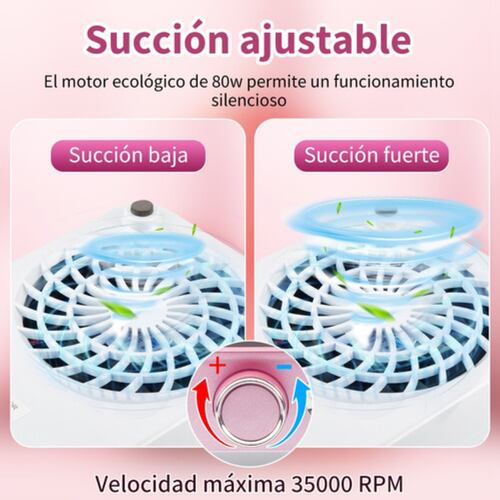 5en1 Taladro Para Uñas Pulidor Esmeril Drill Extractor Polvo rosa