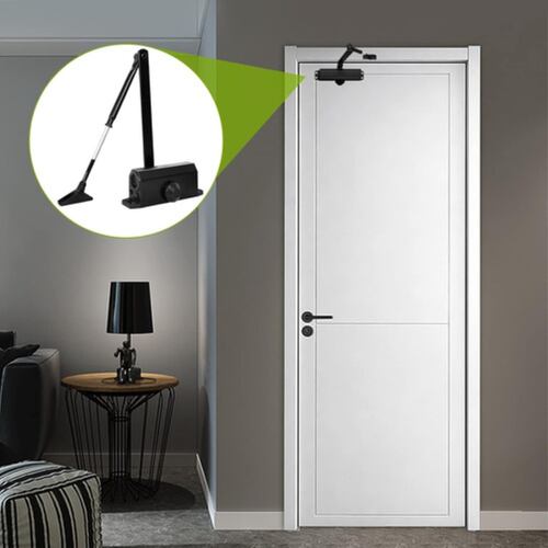 Cierra Puertas Hidráulico Aluminio Plateada De 45-85kg,negro