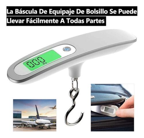 Bascula Digital Para Equipaje 50kg Maleta Viaje Portatil plata
