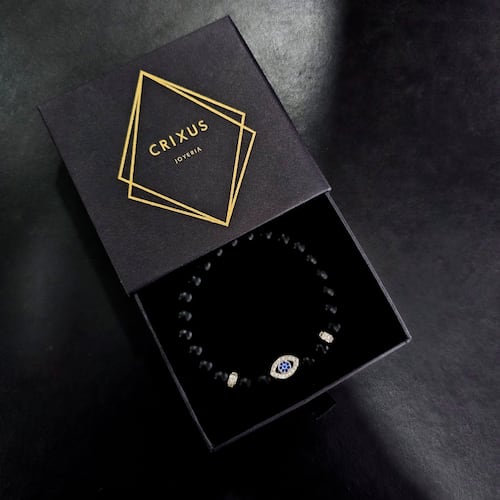 Pulsera Ojo turco Plata .925 Hombre de Piedra Ónix.