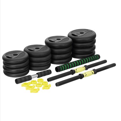 Altera Set de pesas de Cemento 4 en 1 hasta 40 kg Ajustables con varilla de conexión y barra abdominal para ejercicio en casa.