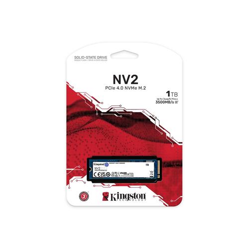 Unidad de Estado Sólido Kingston NV2 de 1 TB, M2 2280, NVMe PCIe Gen 4X4, 3500/2100 MB/s.