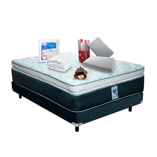 Colchón King Size Spring Air Gibson + Box + 2 Almohadas + Osito.