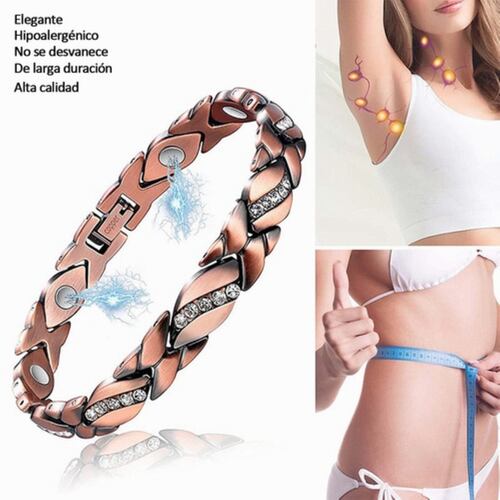 Pulsera Magnética Con Eslabones De Cobre Para Mujer