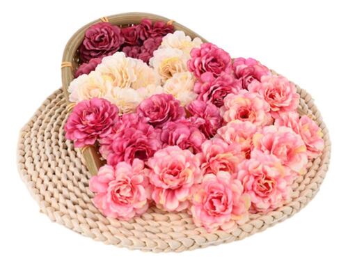 50 Cabezas Flores Rosa Artificial Decoración Boda Fiesta 5cm rosa