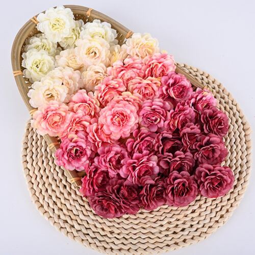 50 Cabezas Flores Rosa Artificial Decoración Boda Fiesta 5cm rosa