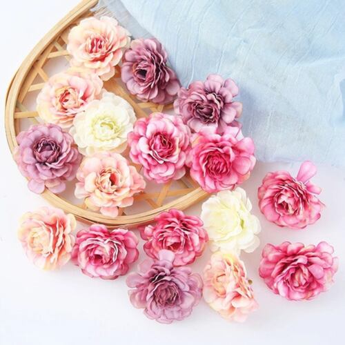 50 Cabezas Flores Rosa Artificial Decoración Boda Fiesta 5cm rosa