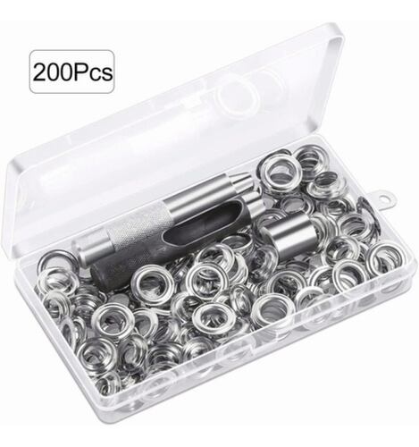 200 Piezas Arandelas Metalicos Ojales Metalicos Kit 12mm GRIS