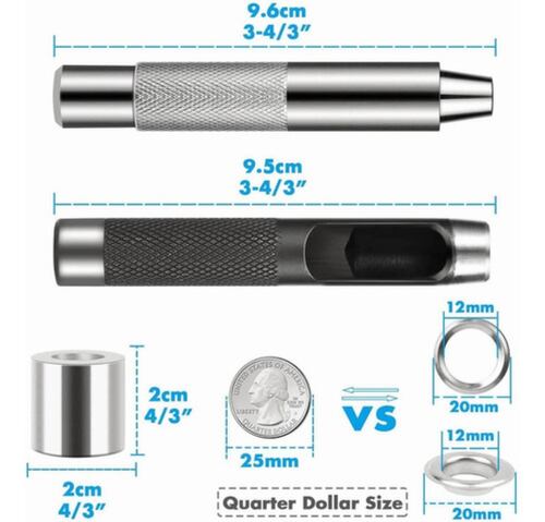 200 Piezas Arandelas Metalicos Ojales Metalicos Kit 12mm GRIS