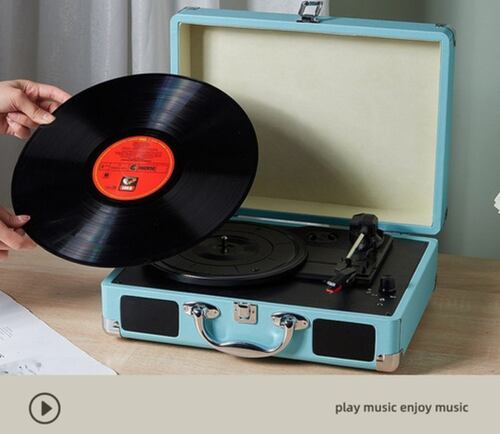 Tocadiscos Con Bluetooth Usb Reproductor De Discos De Vinilo Azul