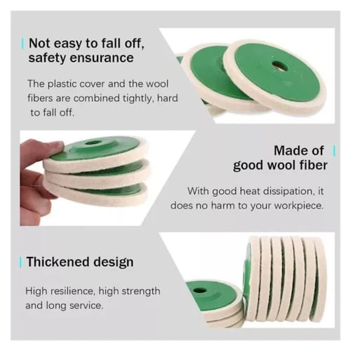 10 Almohadillas Para Pulir Ruedas De Lana De 4 Pul beige verde