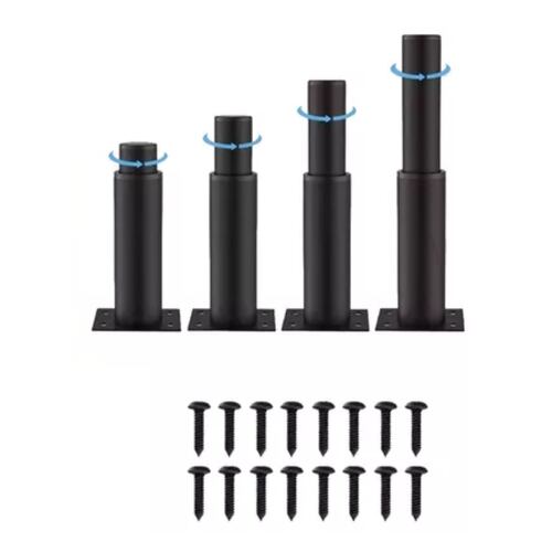 4 Piezas Patas Sofá Ajustables Metal Para Muebles 12 18cm Negro
