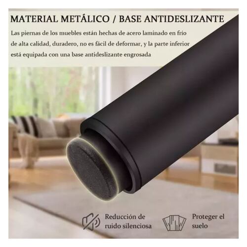 4 Piezas Patas Sofá Ajustables Metal Para Muebles 12 18cm Negro