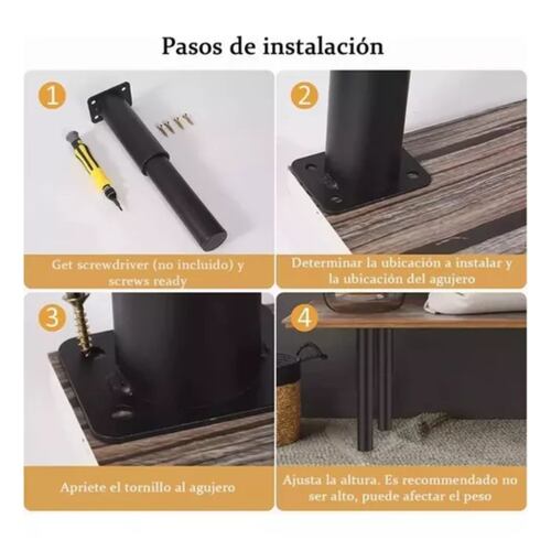4 Piezas Patas Sofá Ajustables Metal Para Muebles 12 18cm Negro