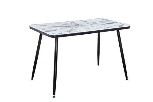Comedor Max Café 4 Sillas Rectangular Tubular y Cubierta Formica Marmoleado.