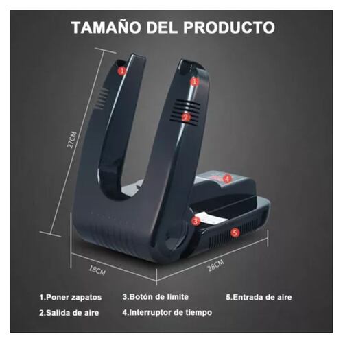 Secador De Zapatos Dispositivo De Esterilización Con Ozono negro