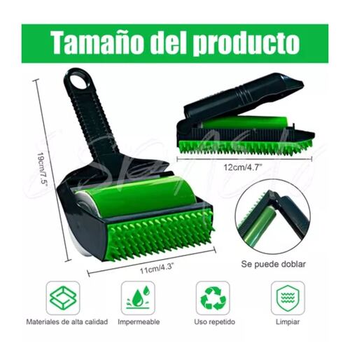 Cepillo Rodillo Removedor De Pelusa Pelo Perro Gato Reusable VERDE