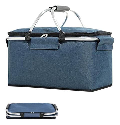 Cesta De Picnic Grande Bolsa Plegable Para Picnic Azul