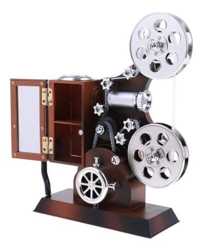 Mini Proyector De Cine Creativo Caja De Música De Madera cafe oscuro
