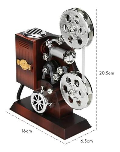 Mini Proyector De Cine Creativo Caja De Música De Madera cafe oscuro