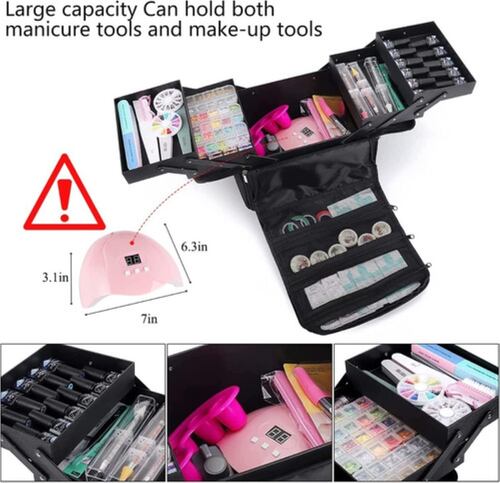 Maletines De Maquillaje Profesional Neceser Uñas 4 Niveles Negro