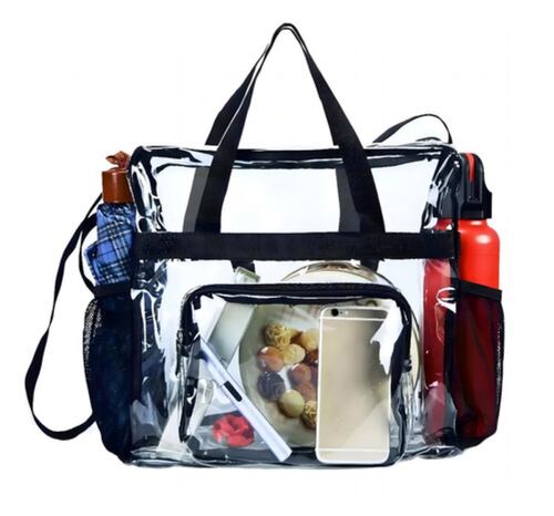 Bolsa Tote Transparente Aprobada Viaje Trabajo Deportivos transparente/negro