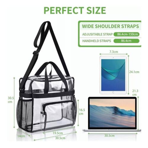 Bolsa Tote Transparente Aprobada Viaje Trabajo Deportivos transparente/negro