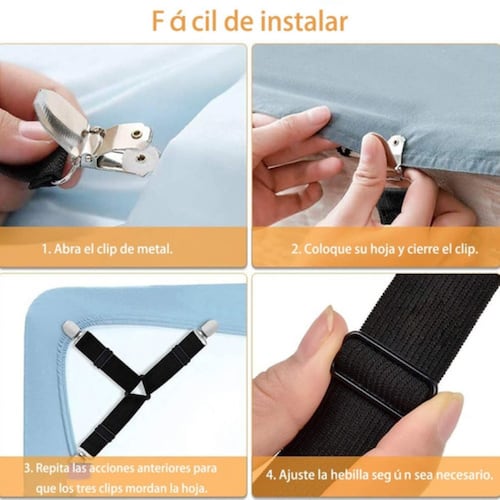 Cinturones Elásticos Para Sujetar Sábanas, Sujetahojas Clip Blanco