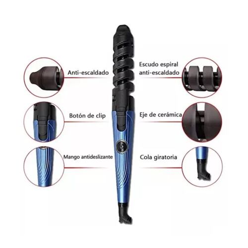 Kit De Plancha Alaciadora 450 tenaza Rizadora Cabello Azul