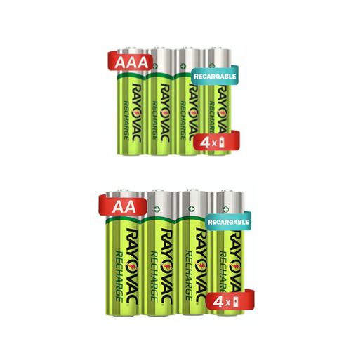 Pilas Baterias Recargables Rayovac 4AA 1350mAh + 4AAA 650mAh.