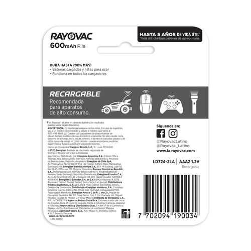 Pilas Baterias Recargables Rayovac 4AA 1350mAh + 4AAA 650mAh.