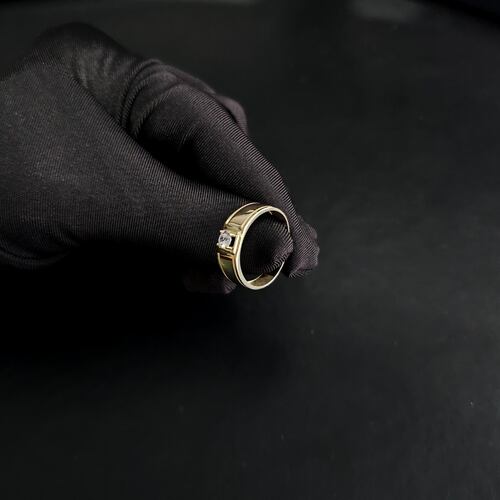 Anillo oro 10k de piedra zirconia hombre.